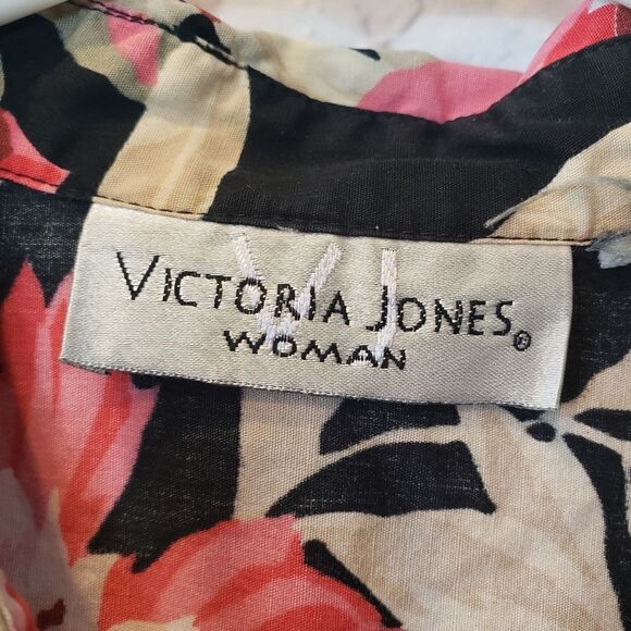 VICTORIA JONES Sequin Embellished Floral Button-down Shirt Vintage - Picture 3 of 6